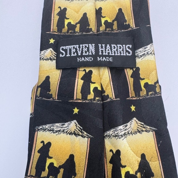 Steven Harris Black And Gold Nativity Scene Religious Neck Tie 100%Polyester EUC - Picture 6 of 6